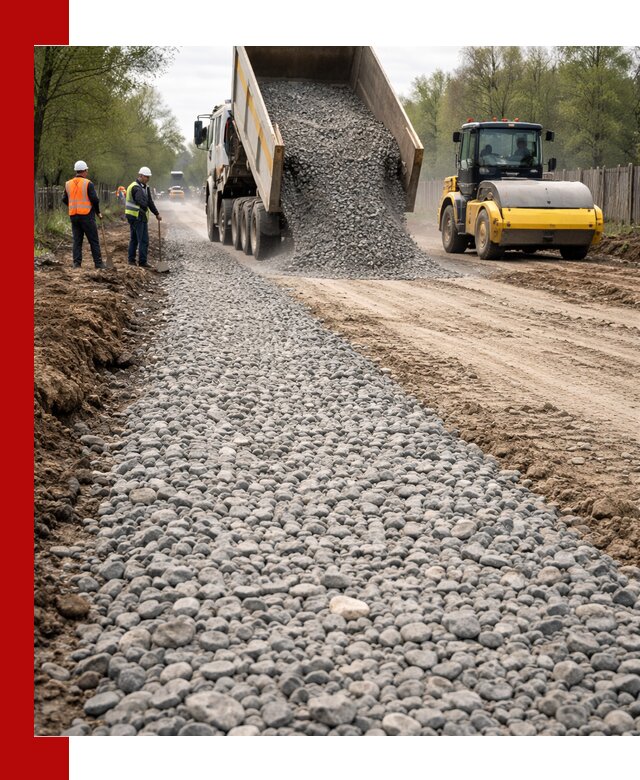 Доставка щебня для отсыпки дорог в Балтийске высокого качества