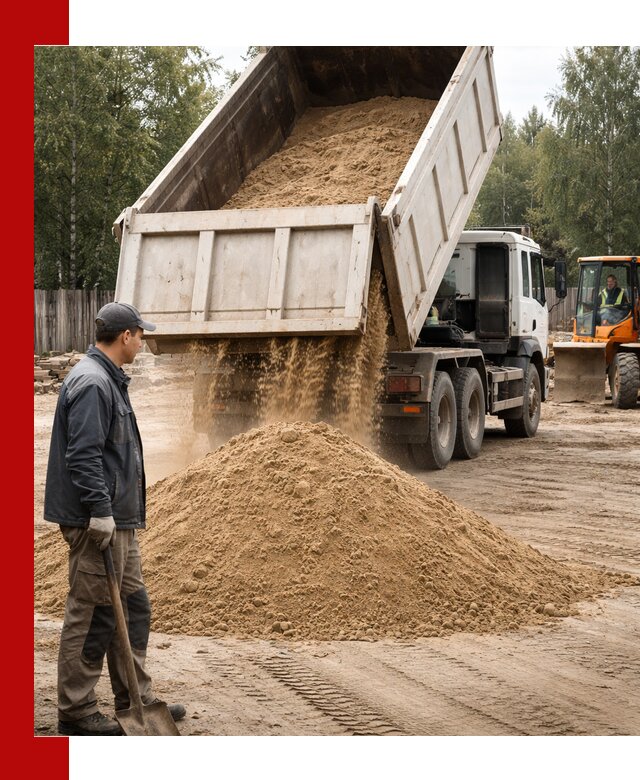 Доставка и продажа песка с разгрузкой в Балтийске