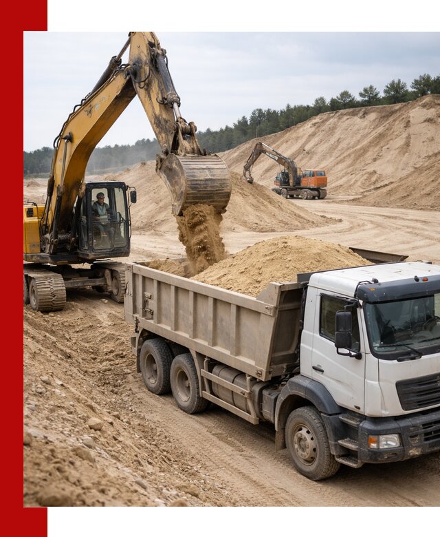 Доставка карьерного песка с самосвалами и разгрузкой в Балтийске