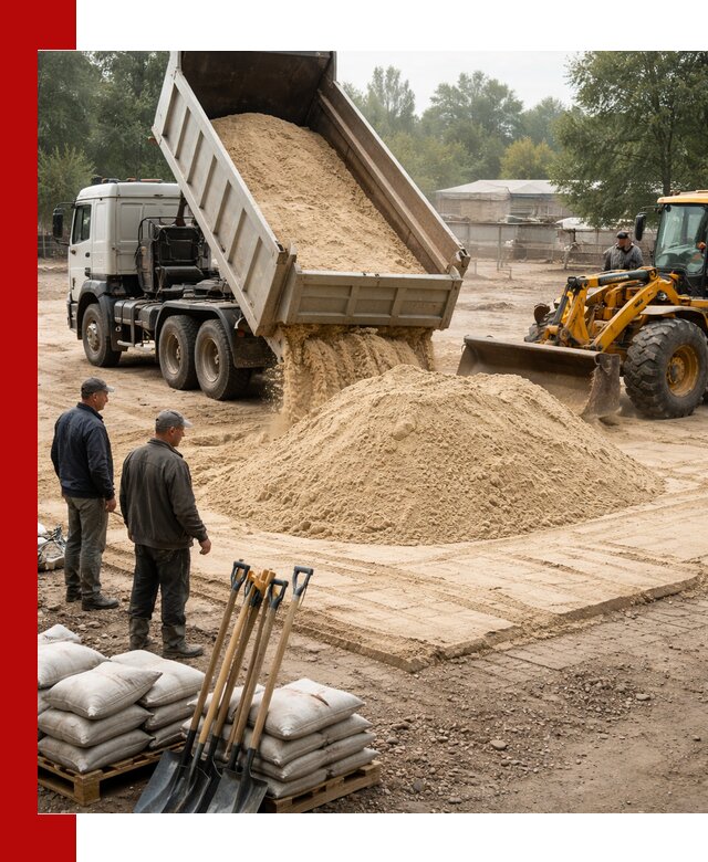 Доставка мытого песка в Балтийске с самосвалами по выгодной цене