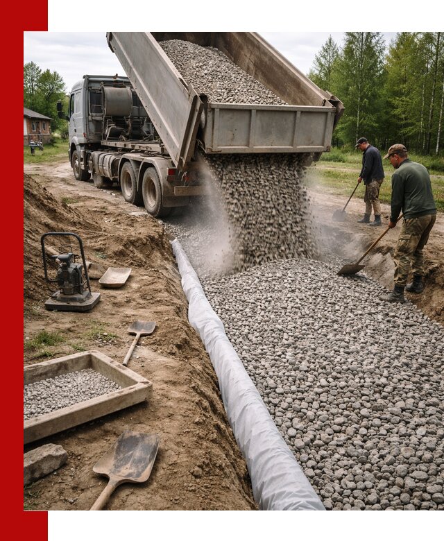 Гравий для дренажа с доставкой в Балтийске качественный и недорогой