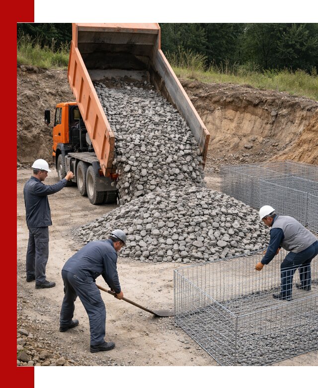 Камень для габионов с доставкой в Балтийске быстро и надёжно