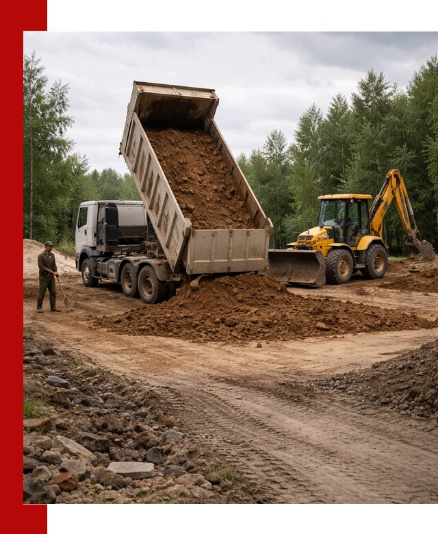 Доставка суглинка самосвалами в Балтийске подсыпка и планировка