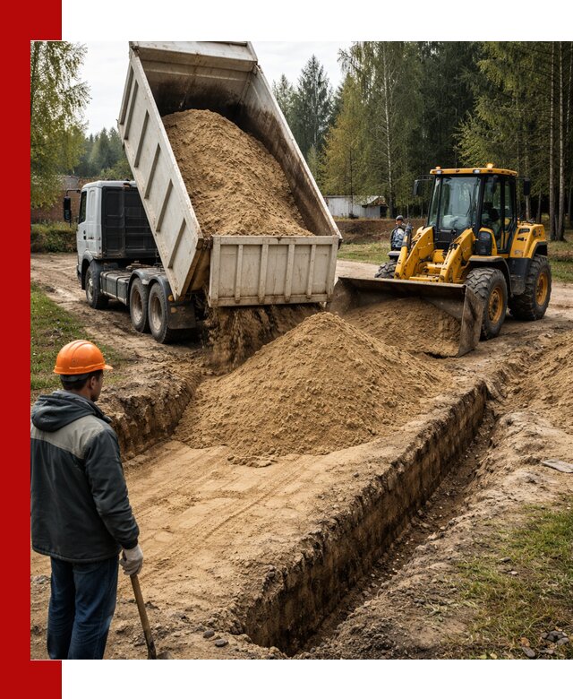 Доставка песчаного грунта в Балтийске для строительных работ