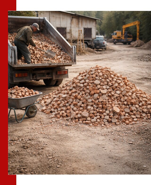 Доставка и подушка из боя кирпича с разгрузкой в Балтийске