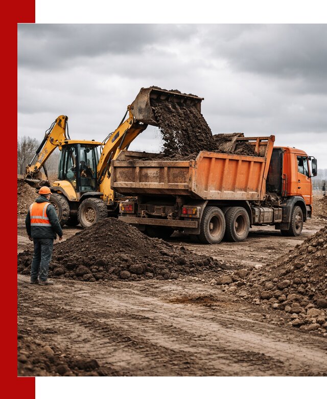 Вывоз грунта и строительного мусора в Балтийске грузовыми самосвалами