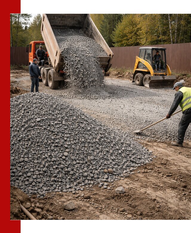 Отсыпка участка щебнем с доставкой и уплотнением в Балтийске